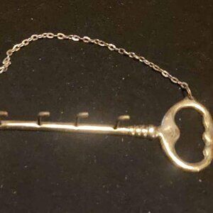 Vintage Brass Toned Skeleton Key Holder